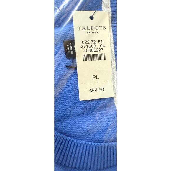 Talbots Charming Cardigan Pima Cotton Delphinium Blue Petite PL NWT - Picture 4 of 5
